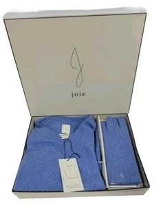 Joie Women 100% 2 Ply Cashmere Sweater And Gloves Set Periwinkle Blue Size Large - Picture 1 of 11
