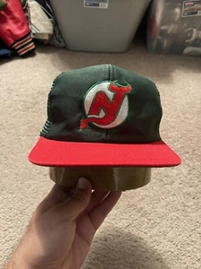 VINTAGE 70s 80s New Jersey Newark Devils NHL Hockey trucker Hat SnapBack Green - Picture 1 of 11