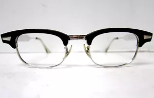 Whitney Vintage 1950's Eyeglasses 1/10th 12k GF 46-20 NOS Satin Black/Chrome USA - Picture 1 of 15