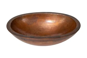 Mexican Craft gehämmerte Bronze Kupfer Badezimmer Waschbecken: 19x14" ovales Gefäß, 18 Stärke - Bild 1 von 6