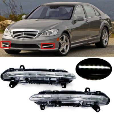 For Mercedes BENZ S-Class W221 09-13 Pair LED Daytime Running Light DRL Fog Lamp - Image 1 of 4