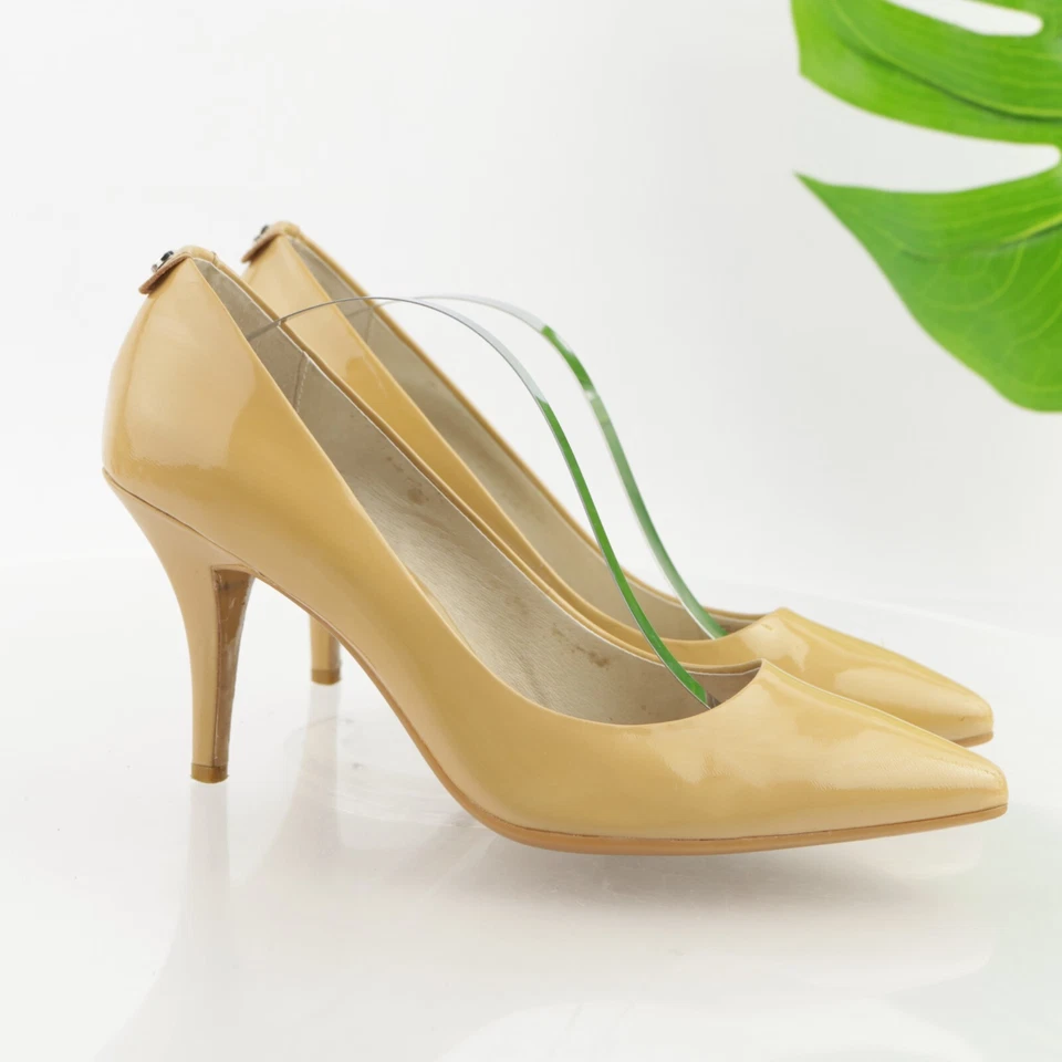 Michael Kors Womens Alina Flex Pumps Size 8.5 Tan Nude Patent Pointed Heel Shoes - Image 1 of 4