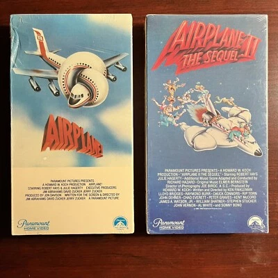 Airplane (VHS, 1980) & 2 II The Sequel (1982) w/ Paramount Watermarks Sealed - Image 1 of 4