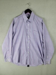 Daniel Hechter button up shirt casual size XL long-sleeve cotton plaid purple - Picture 1 of 13