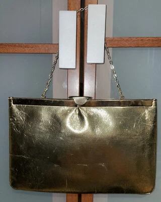 Bolso sin asas convertible de cuero con lámina dorada ETRA vintage cadena dorada de colección Foto 1 de 4