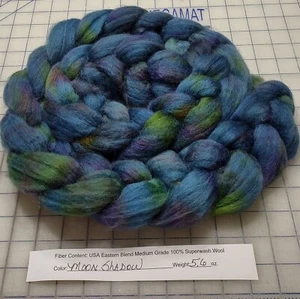 Superwash Wool Combed Top Roving Spinning Handpainted USA NWT Moon Shadow - Picture 1 of 1
