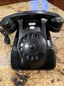 Vintage PTT Bakelite Black Rotary Phone Made in Holland c 1950 4 62