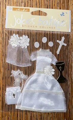 RARE Jolees Her First Communion Catholic Chalice Wafer Girl Cross Dress Stickers - Image 1 of 4
