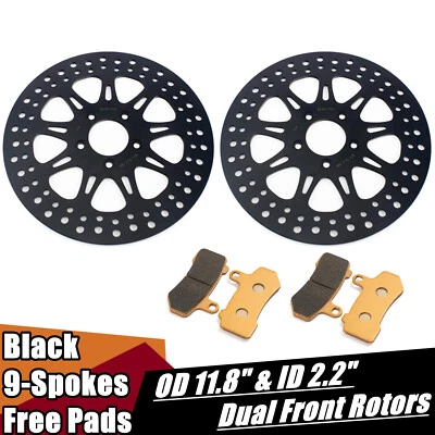 2 piezas pastillas de rotores de freno delanteros de 11,8" para Harley Touring Road King Glide 2008-2016 Foto 1 de 4