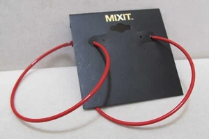 MIXIT 2.5” Red Narrow Huge Hoop Locking Post Earrings NEW $15 NOC - Picture 1 of 7