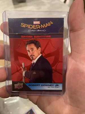 Spider-Man Homecoming Red #98 Spider Sightings Robert Downey Jr Iron Man 020/199 - Image 1 of 4