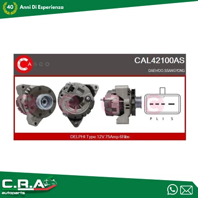 CAL42100AS CASCO ALTERNATORE JEEP SSANGYONG/KORANDO/MUSSO 75 AH CA1 A6621543202 - Immagine 1 di 2