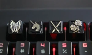 Attack on titan Key caps aluminium alloy metal mechanical keyboard keycaps - Picture 1 of 7