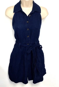 Banana Republic Damen-Strampler blau dunkel gewaschen Baumwolle ärmellos Denim-Jeans Größe 2 - Bild 1 von 11