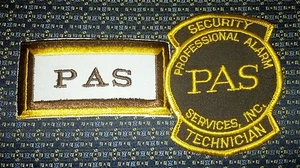 (PAS) A SET OF 2 SECURITY PROFESSIONAL ALARM SERVICES, INC Iron or Sew-On Patch - Picture 1 of 2