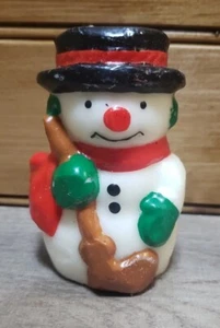 Candela natalizia vintage pupazzo di neve con cappello novità alta 3,5" non bruciata senza marchio - Foto 1 di 7