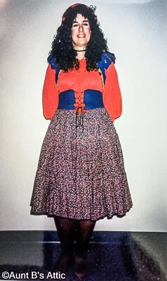 Gypsy Costume Ladies 4Pc Rd/Purp Peasant Style Dress Shrug Jacket Belt & Scarf L - Image 1 of 4