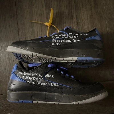 Tamanho 10 - Off-White x Air Jordan 2 Retro SP Preto Baixo Varsity Royal - Imagem 1 de 4