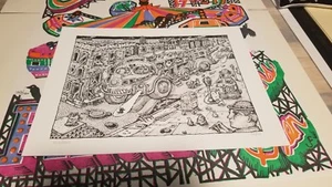 David Welker SUNSET BUS LETTERPRESS ART PRINT SIGNED #ED/100 MINT SOLD OUT Maze - Picture 1 of 5