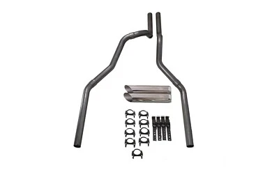 道奇 Ram 1500 卡车 94-03 2.5 英寸双卡车排气套件无消声器斜杠头 — 第 1/2 张图片