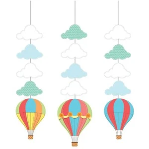 Up, Up & Away Hot Air Balloon Shower Birthday Party Decoration Hanging Cutouts - Picture 1 of 1