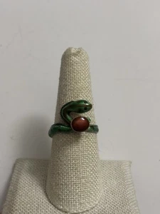 Vintage Victorian Revival Emaille Schlangenring gestempelt STERLING 7,5 SELTENER FUND! - Bild 1 von 6