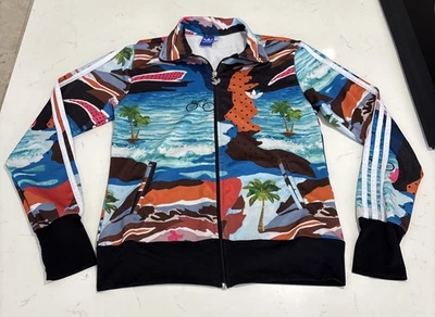 Adidas Originals Venice Beach Tropical Bomber Track Jacket Large Mesh Palm Trees - Image 1 of 4