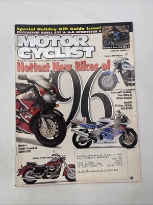 1996 January Motorcyclist Motorcycle Magazine / Honda CBR900RR, Suzuki GSX-R750 Foto 1 de 4