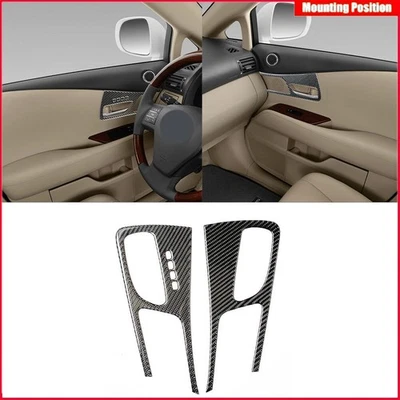 2PCS Carbon Fiber Front Door Handle Cover Trim For Lexus RX350 RX450h 2010-2012 - Image 1 of 4