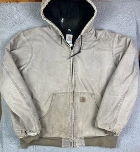 Vintage Carhartt Canvas Jacket XLT J130 DES Quilt Lined Hooded Outdoor Workwear - Picture 1 of 15
