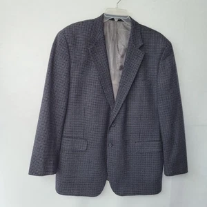 Chaps Men's 46R Wool Tweed Houndstooth Blazer Sport Coat Gray Blue Two Button - Picture 1 of 11