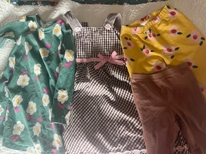 Girls' Floral Pattern Dresses with Bow Accent With Leggings - Picture 1 of 4