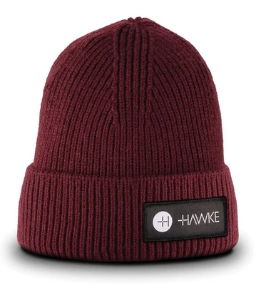 Hawke Optics Knit Beanie Hat (Hawke LOGO Patch) in Burgundy  #99345  (UK)   BNIP - Image 1 of 4