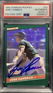 JOSE CANSECO RC AUTO PSA 10 1986 Donruss The Rookies - #22 (RC) - Picture 1 of 2