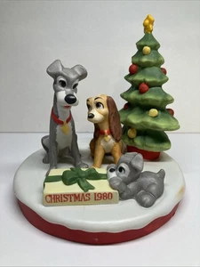 Lady and The Tramp Christmas 1980 Disney Holiday Figurine Vintage Made In Japan - Picture 1 of 17