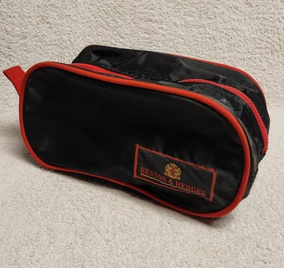 Vintage Benson & Hedges Cigarettes Mens Promo Toiletry Bag Black w Red Trim Mint - Image 1 of 4