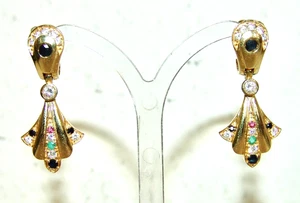 Große Ohrringe Gold 585 Rubin Saphir Smaragd - Bild 1 von 12