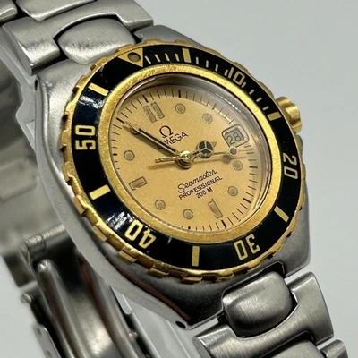 Reloj pulsera Omega Seamaster 396.1042 de cuarzo para dama 32 mm esfera dorada usado de Japón Foto 1 de 4