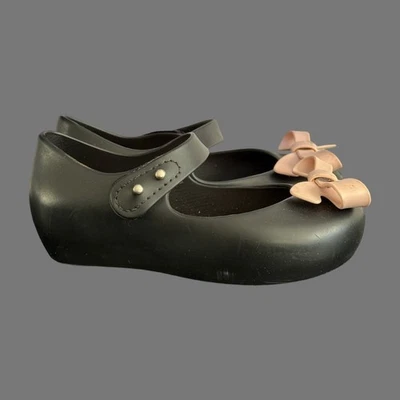 Zapato Mini Melissa Ultragirl Bow II Negro/Rosa Niñas Talla 8 Usado en Excelente Condición Foto 1 de 4