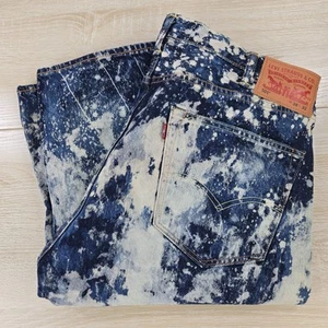 Pantalones de mezclilla para hombre 38x32 Levi's 501XX lavado oscuro ácido patrón blanqueador botón mosca - Imagen 1 de 10