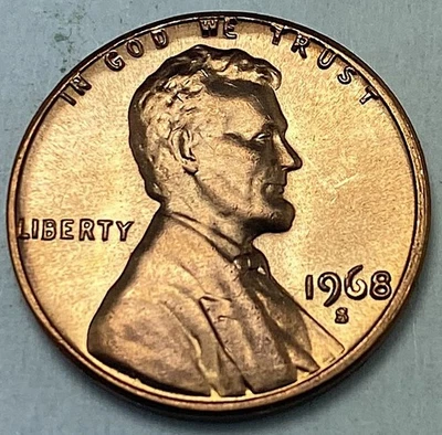 1968-S LINCOLN PENNY - ONE CENT - FILLED "S" - ERROR - UNCIRCULATED - Image 1 of 2