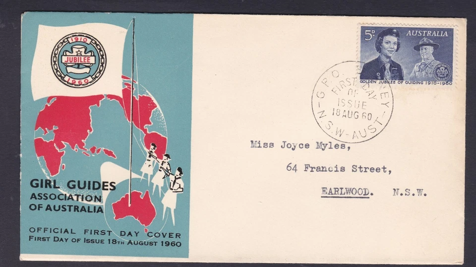 1960 GOLDEN JUBILEE GIRL GUIDES PRE-DECIMAL STAMP OFFICIAL FIRST DAY COVER #D20 - image 1 of 1