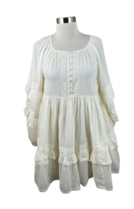 Spell & The Gypsy NEW XS Magnolia Mini Dress Antique White Crochet Tiered Boho - Picture 1 of 4