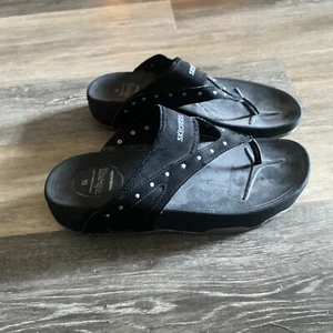 Skechers Tone Up schwarze Nietensandalen Damen 10 Tanga Schuhe Komfortschuhe - Bild 1 von 8