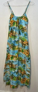 Vintage~PACIFIC ISLE~Creations of HAWAII~blue ~DRESS Sleeveless Large - Picture 1 of 12