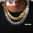 Hip Hop ICEDOUT Miami Cuban Curb Link Huge Chain Mens Necklace Stainless Steel
