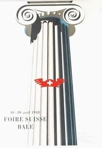 Original vintage poster SWISS TRADE FAIR BASEL COLUMN 1948 - Picture 1 of 1