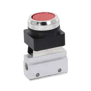 Mechanical valve Momentary 1/8" Thread 2 Position 3 Way Red Flat Push Button - Picture 1 of 2