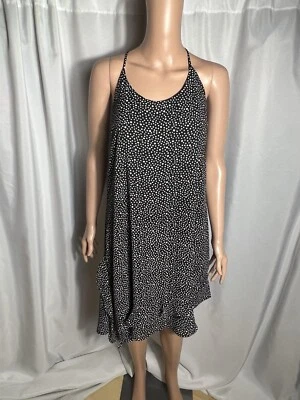 Женское платье Aqua размер M в горошек черно-белое мини с оборками асимметричное  - Изображение 1 из 4