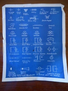 Antique Electrical Blue Print Diagram early 1900's ? Technical School Scientific - Bild 1 von 9